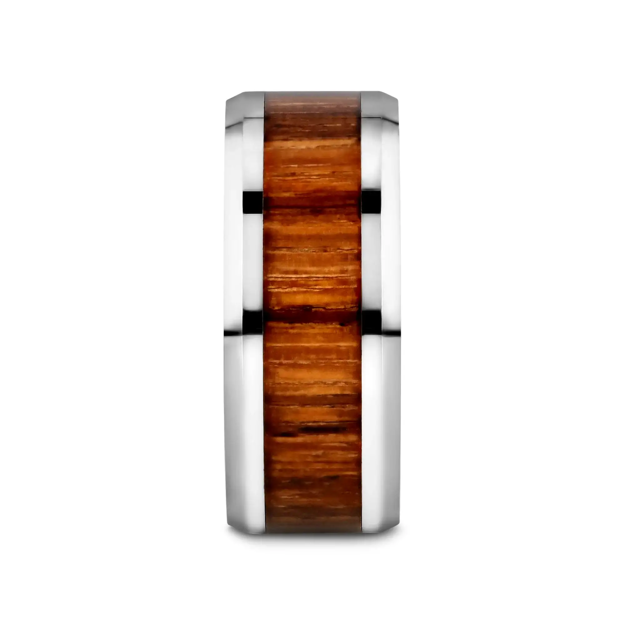 PALMALETTO Tungsten Carbide Ring with Beveled Edges and Real Zebra Wood Inlay - 4mm - 10mm - Image 14