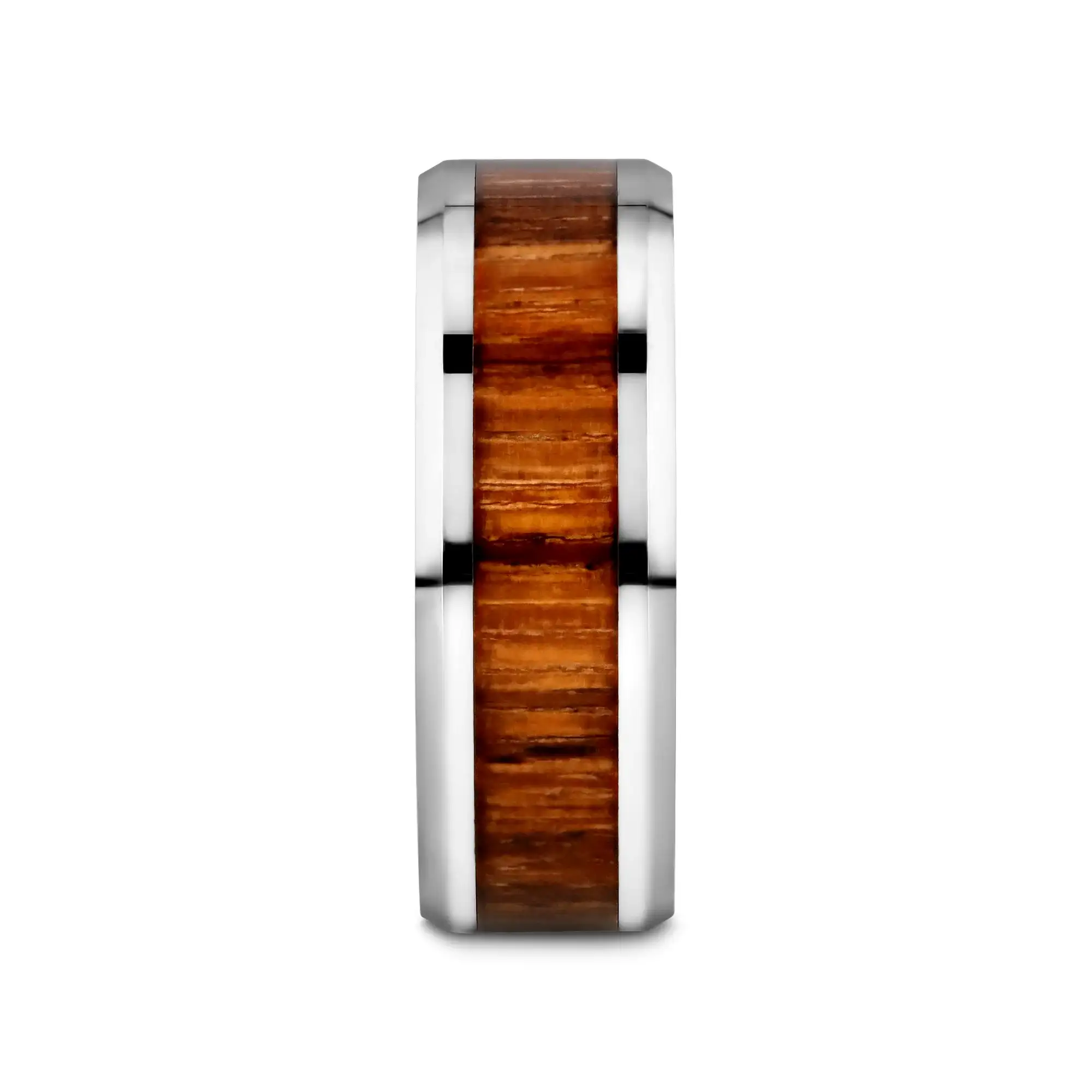 PALMALETTO Tungsten Carbide Ring with Beveled Edges and Real Zebra Wood Inlay - 4mm - 10mm - Image 2