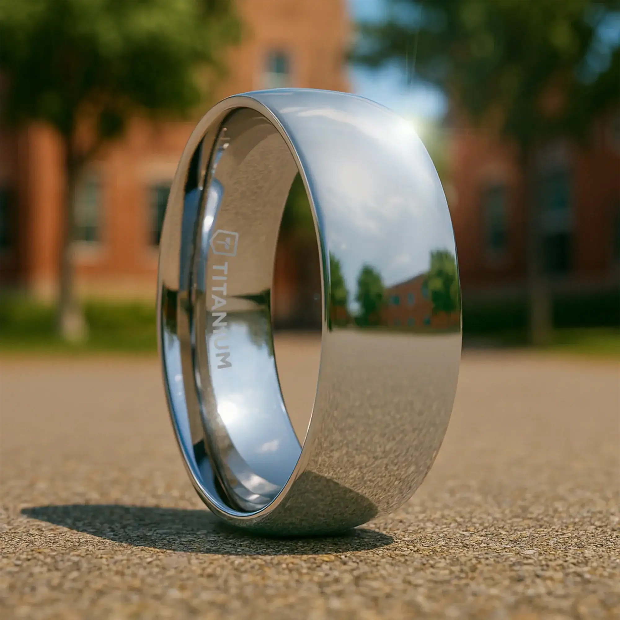 PETERSON Titanium Polished Finish Domed Men’s Wedding Band - 6mm & 8mm - Image 4
