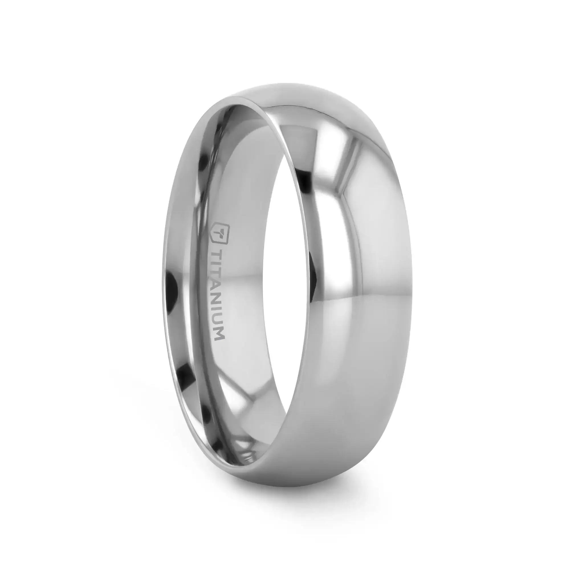 PETERSON Titanium Polished Finish Domed Men’s Wedding Band - 6mm & 8mm - Image 5