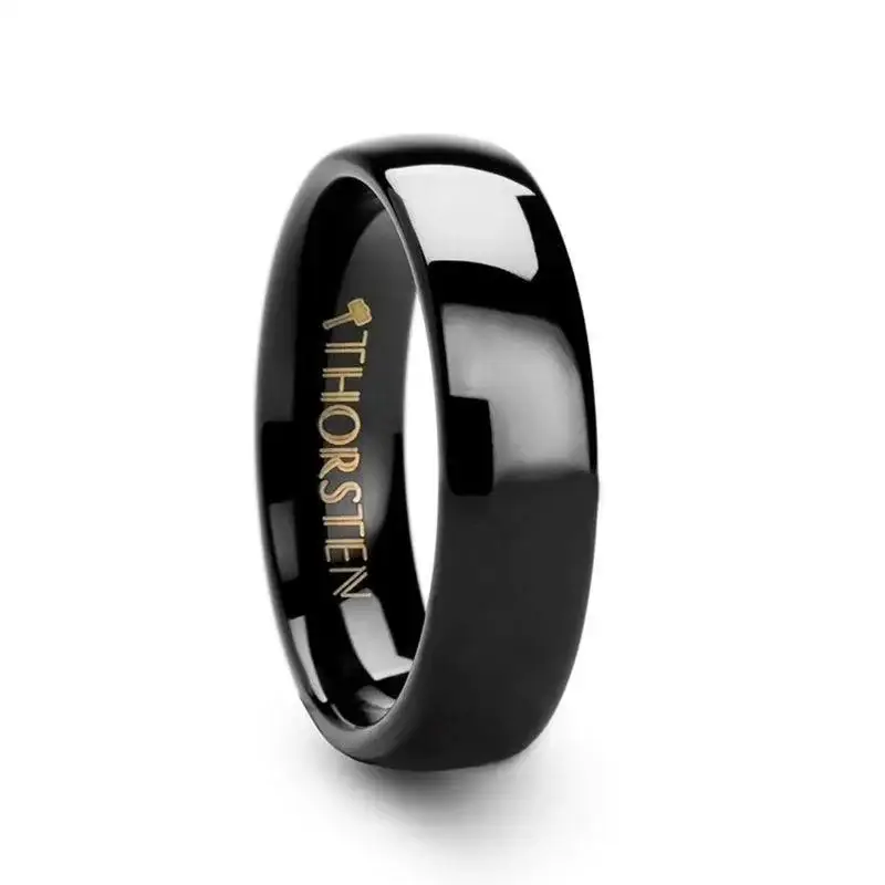 PHOEBE Domed Black Tungsten Carbide Wedding Band - 4mm - 6mm - Image 2