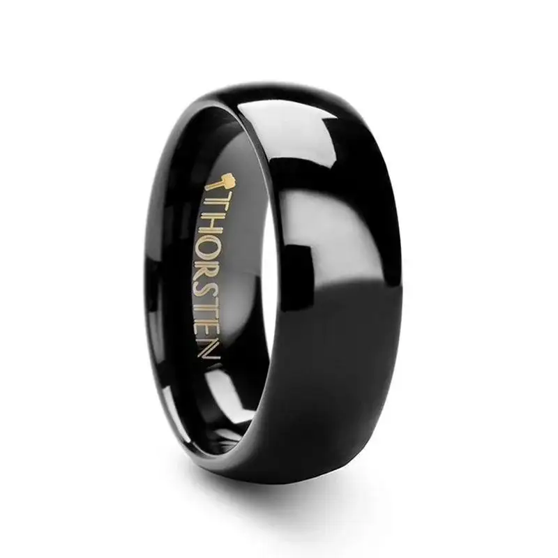 PHOEBE Domed Black Tungsten Carbide Wedding Band - 4mm - 6mm - Image 3