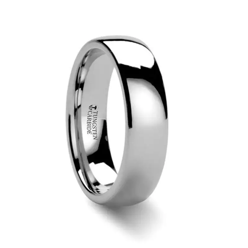 PLATINA Domed White Tungsten Carbide Ring – 4mm & 6mm - Image 3