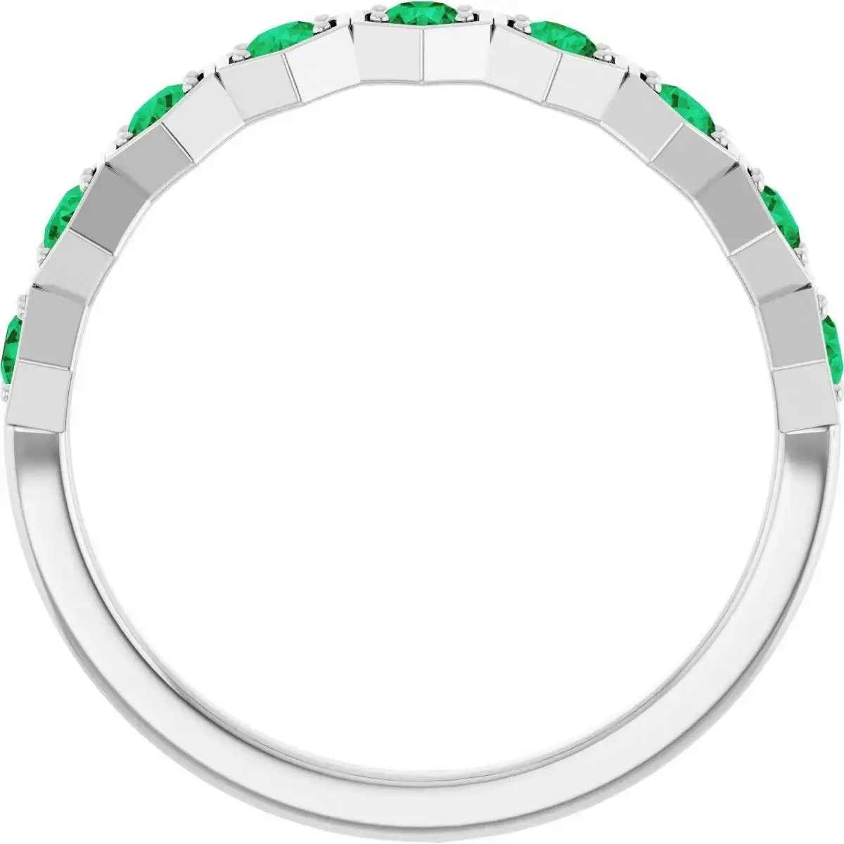 Platinum Lab-Grown Emerald Stackable Ring - Image 2