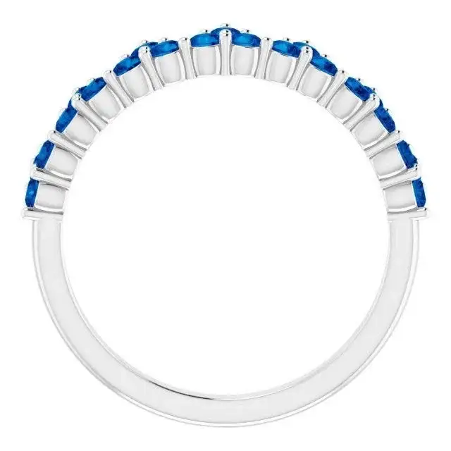 Platinum Natural Blue Sapphire Crown Ring - Image 2