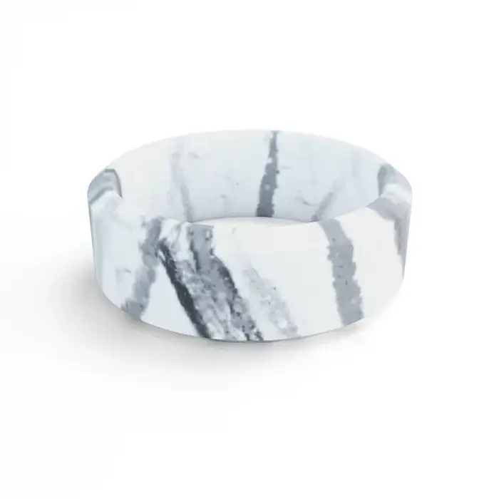 QALO White Marble Modern Beveled Silicone Band - Image 2