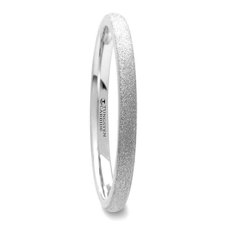 QUARTZ Domed Tungsten Carbide Ring with Sandblasted Crystalline Finish - 2mm to 8mm - Image 3