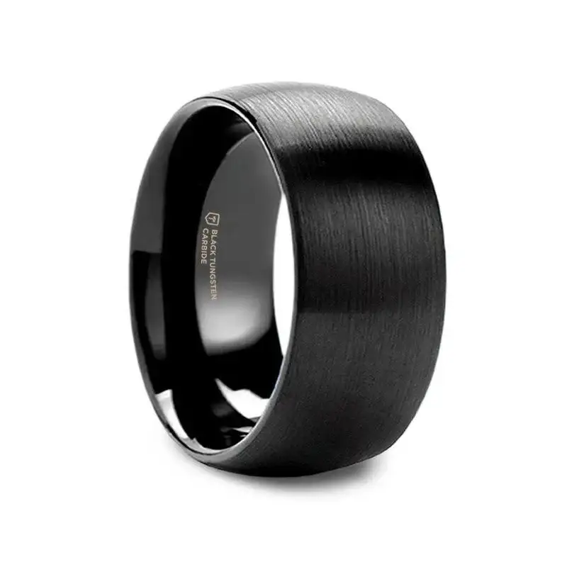 RAIDER Domed Brush Finished Black Tungsten Wedding Band (2mm–12mm) - Image 10