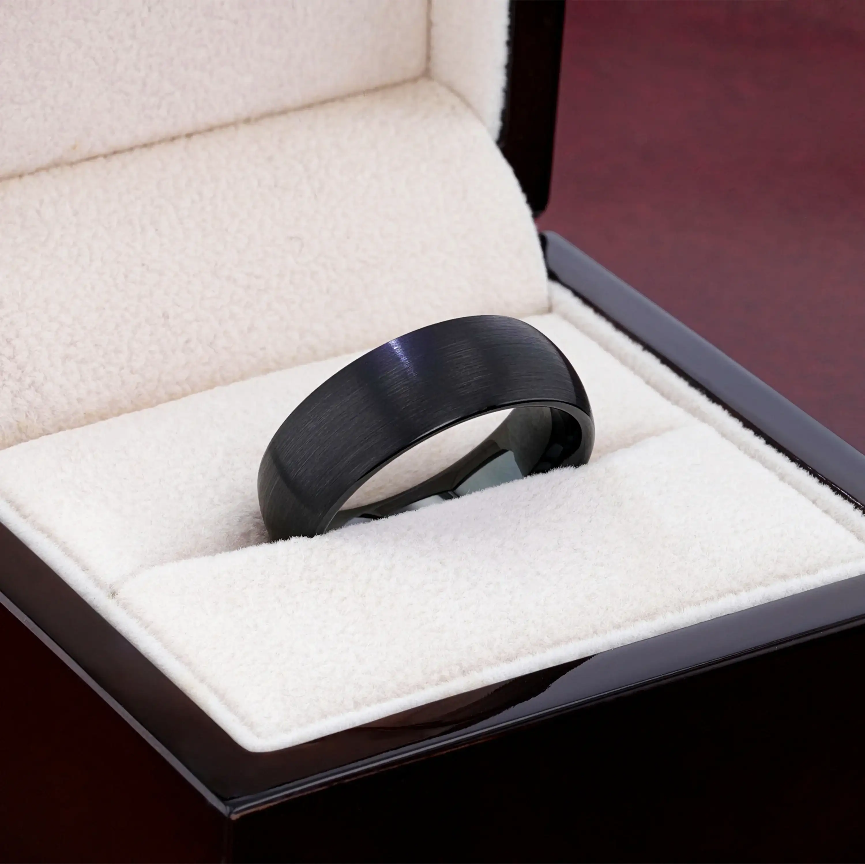 RAIDER Domed Brush Finished Black Tungsten Wedding Band (2mm–12mm) - Image 6