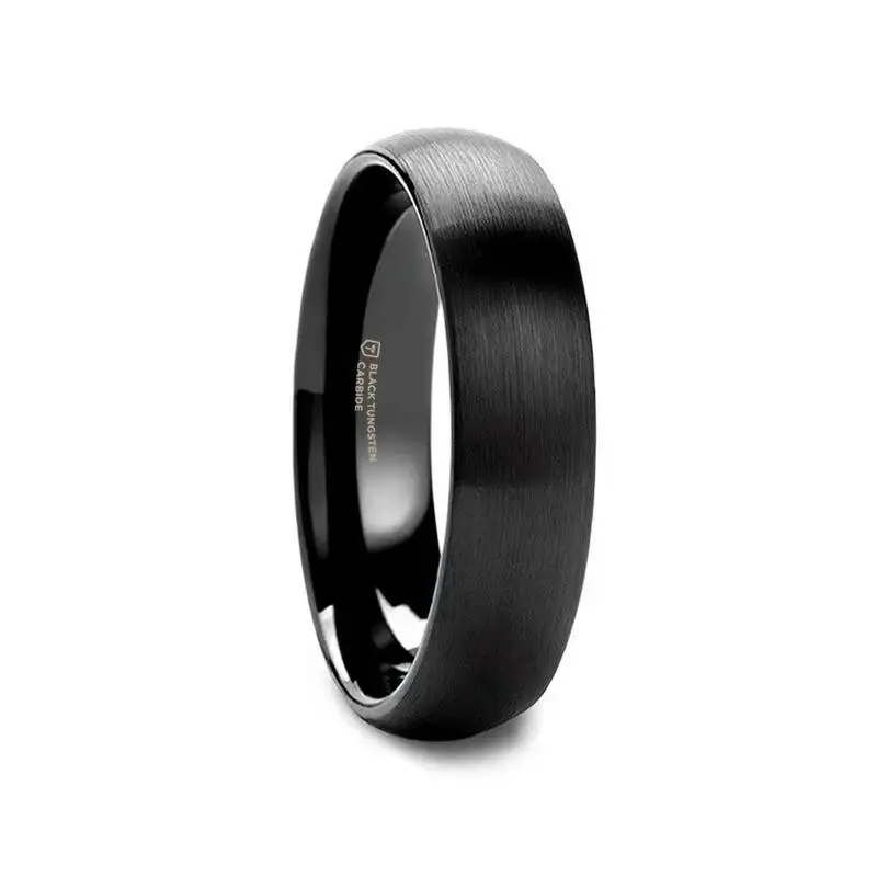 RAIDER Domed Brush Finished Black Tungsten Wedding Band (2mm–12mm) - Image 8