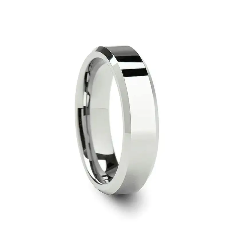 ROMA Women’s Beveled Tungsten Carbide Wedding Ring – 4mm & 6mm - Image 2