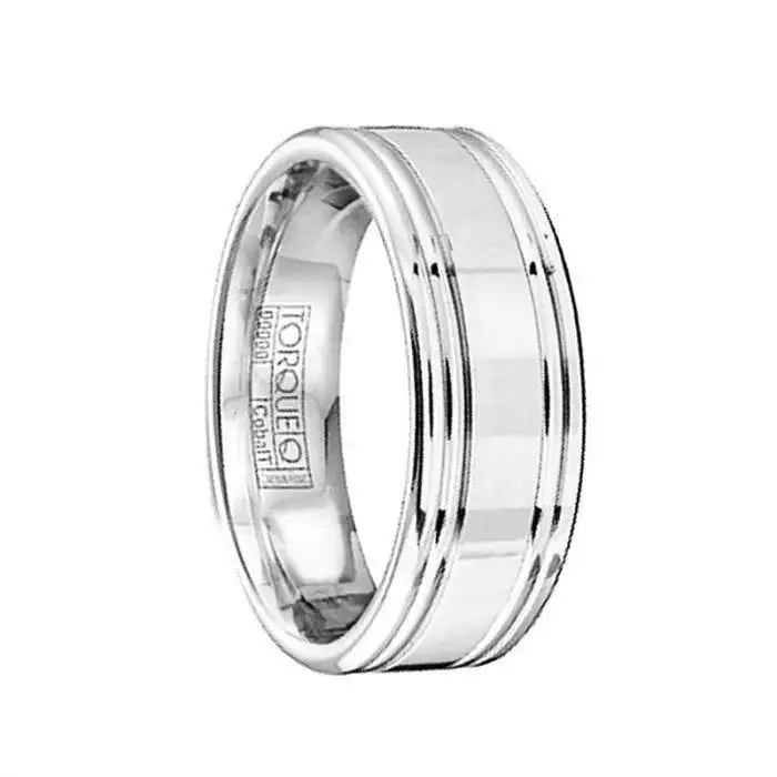 Rounded Edges Men’s Cobalt Wedding Band with Polished Finish - 7mm
