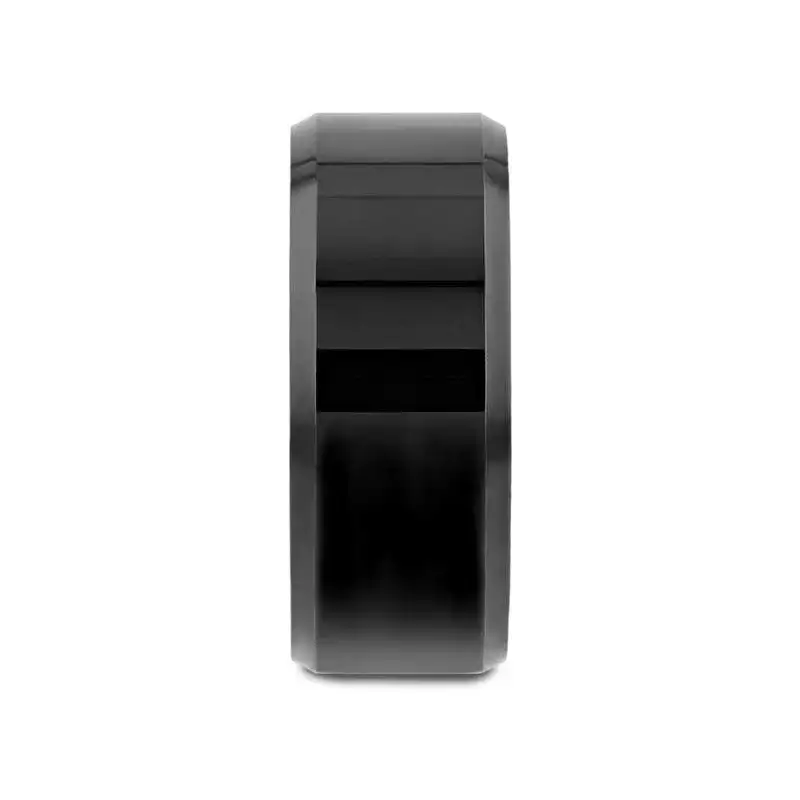 SACRAMENTO Black Tungsten Carbide Ring with Beveled Edges – 10mm - Image 2
