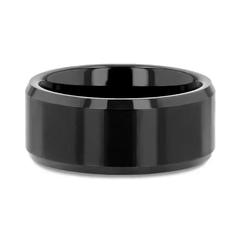 SACRAMENTO Black Tungsten Carbide Ring with Beveled Edges – 10mm - Image 3