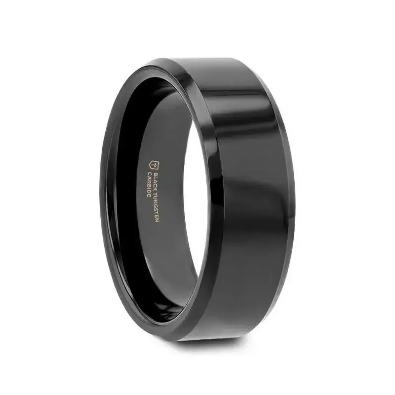 SACRAMENTO Black Tungsten Carbide Ring with Beveled Edges – 10mm - Image 4