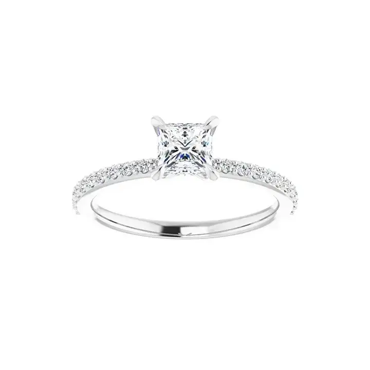 SADIE 14K White Gold Square Princess Cut Lab Grown Diamond Engagement Ring - Image 3