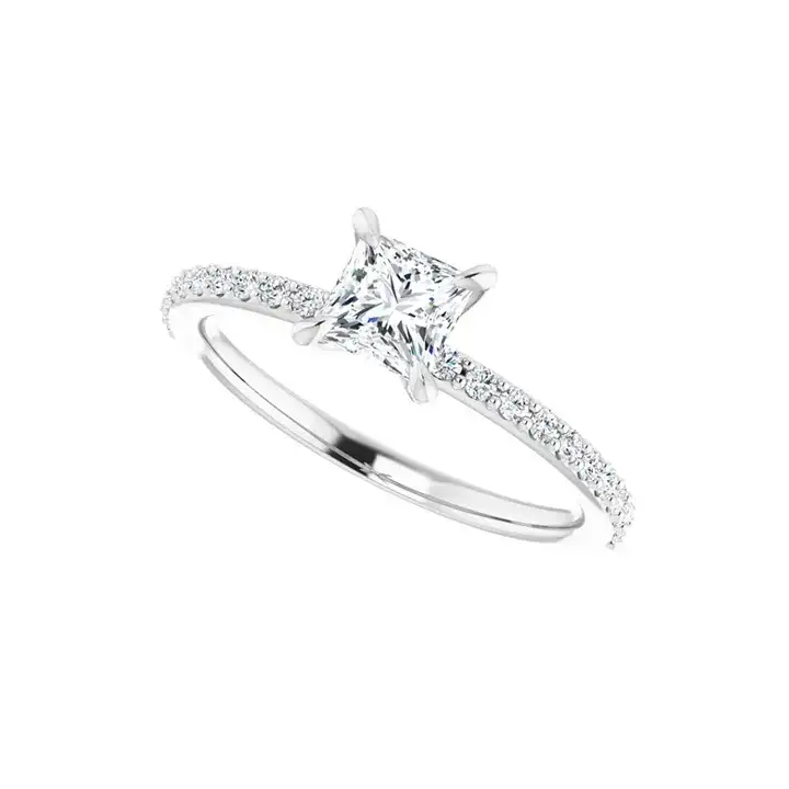 SADIE 14K White Gold Square Princess Cut Lab Grown Diamond Engagement Ring - Image 5