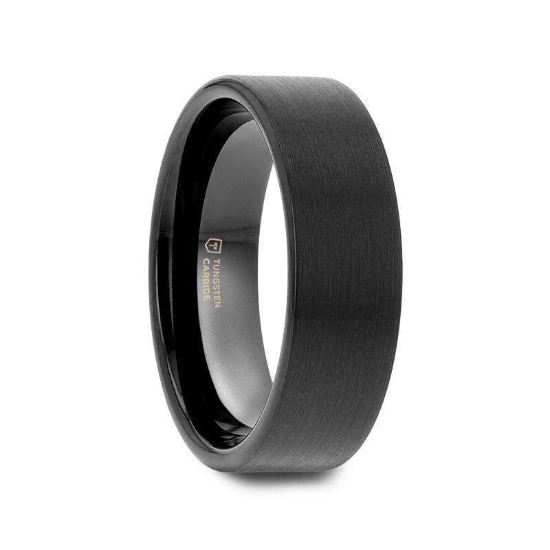 SAN ANTONIO Flat Black Tungsten Carbide Band with Brushed Finish (4mm–12mm) - Image 11