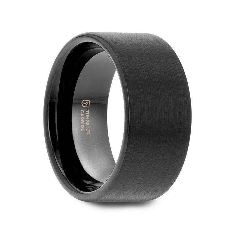 SAN ANTONIO Flat Black Tungsten Carbide Band with Brushed Finish (4mm–12mm) - Image 13