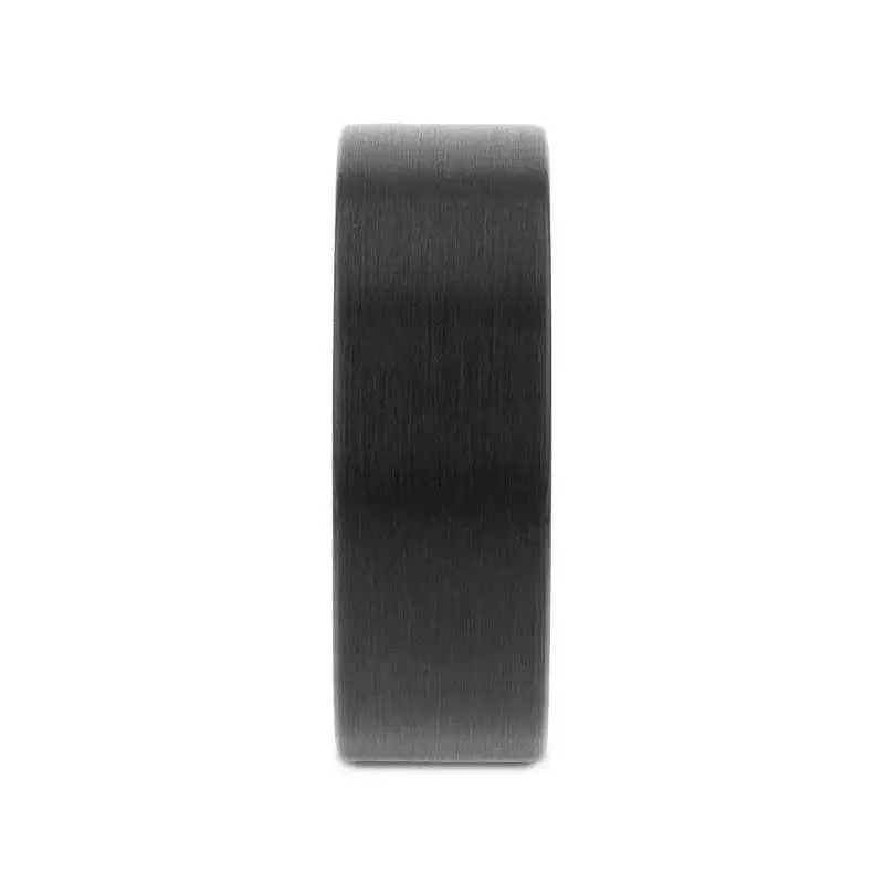 SAN ANTONIO Flat Black Tungsten Carbide Band with Brushed Finish (4mm–12mm) - Image 2