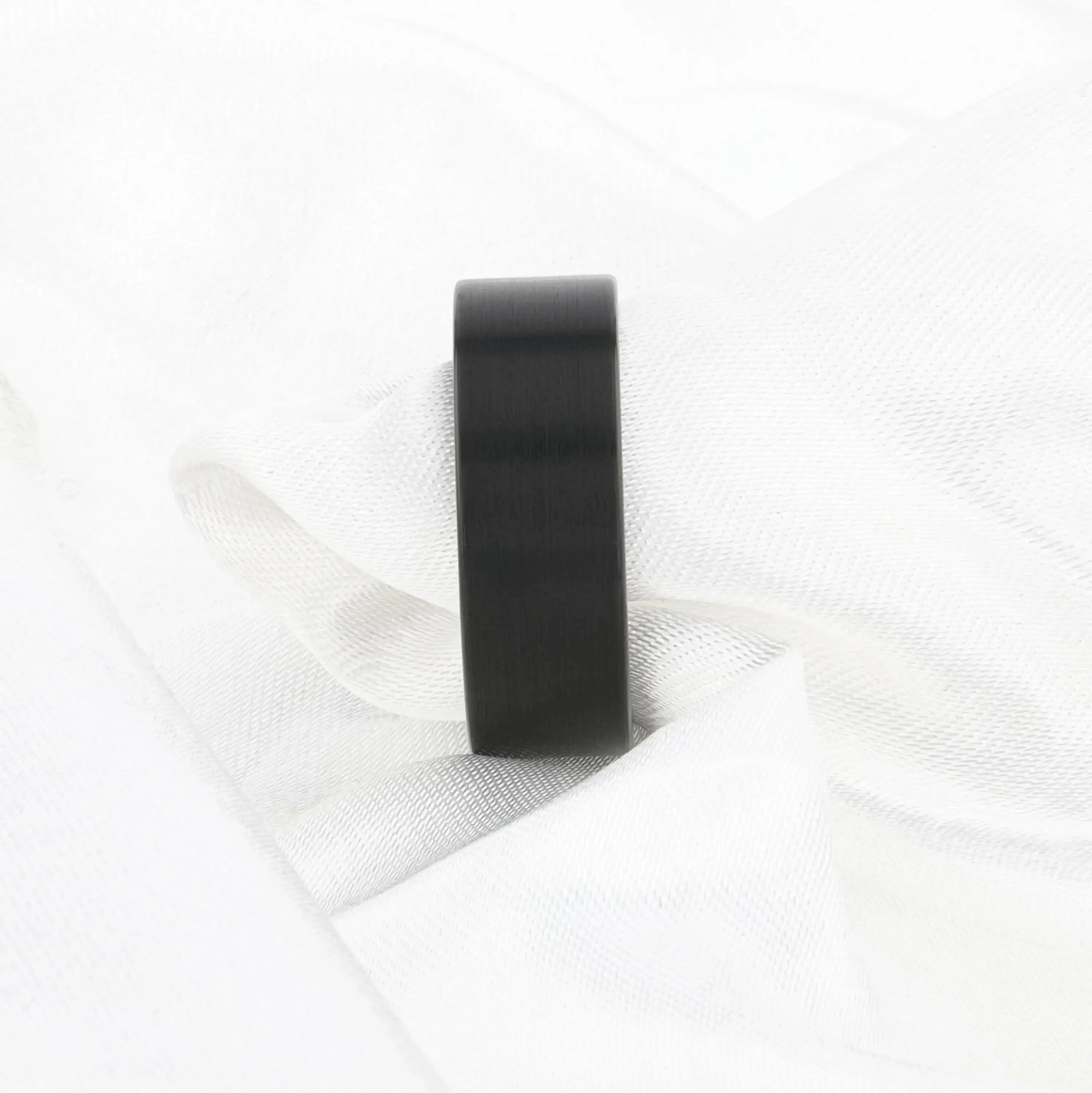SAN ANTONIO Flat Black Tungsten Carbide Band with Brushed Finish (4mm–12mm) - Image 4