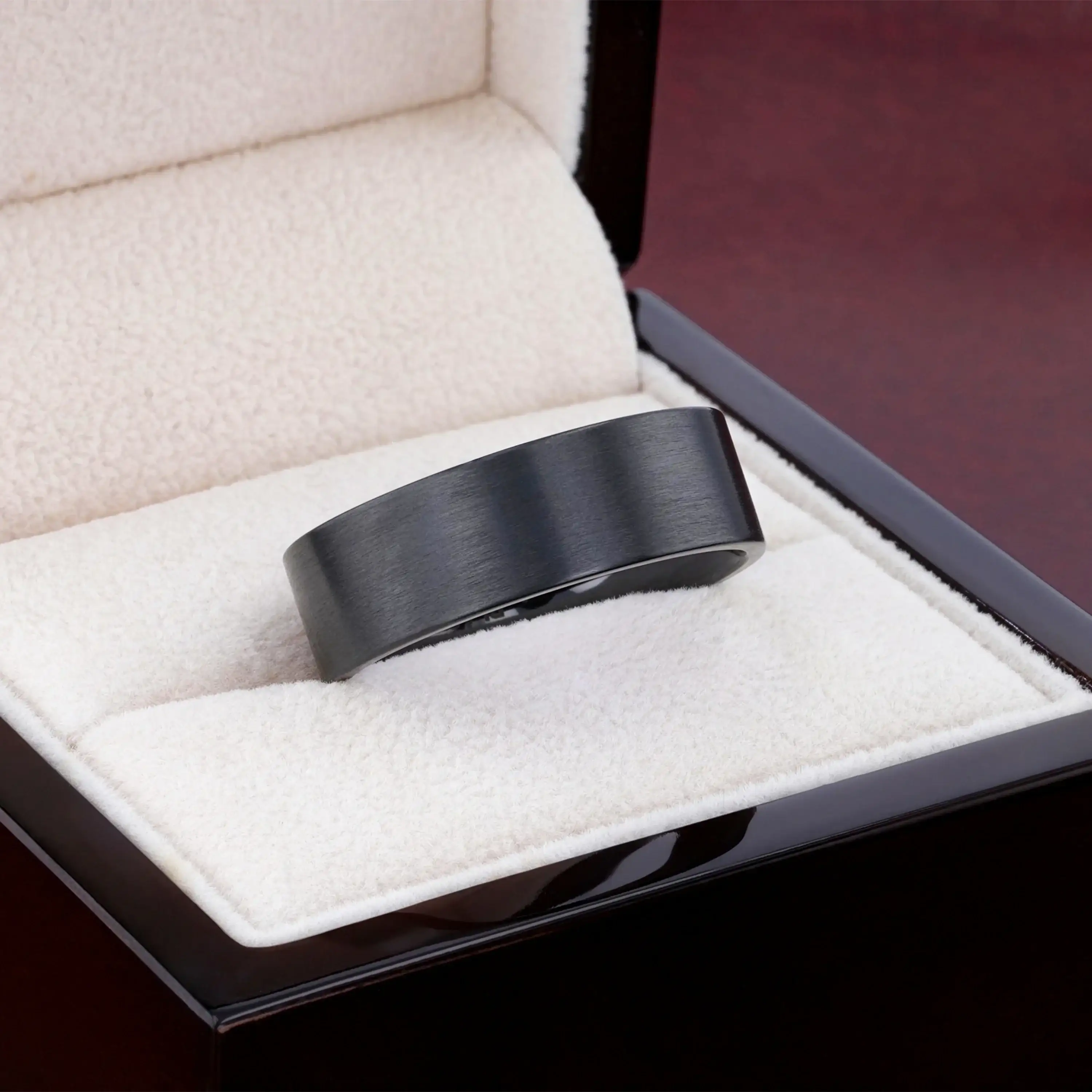 SAN ANTONIO Flat Black Tungsten Carbide Band with Brushed Finish (4mm–12mm) - Image 5