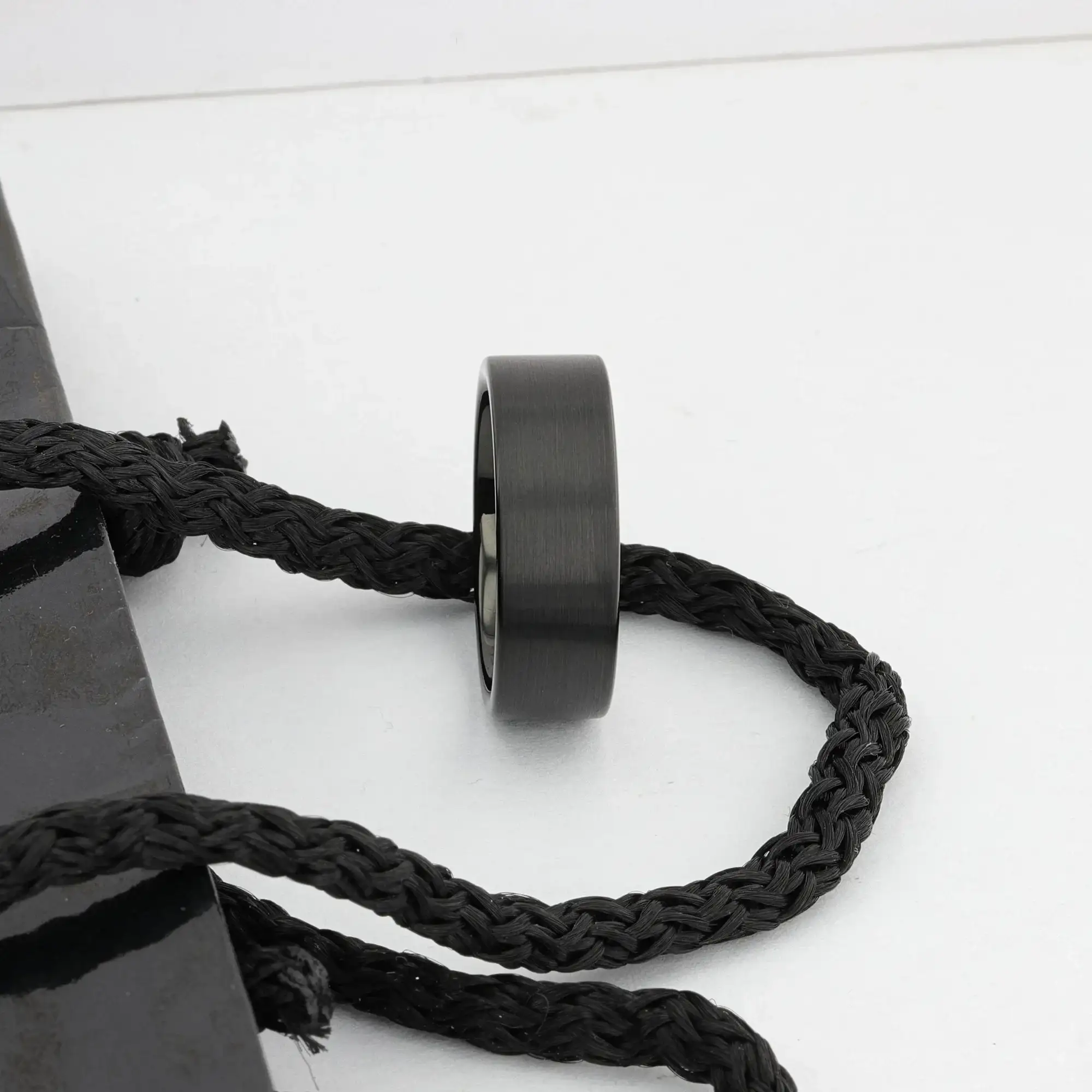 SAN ANTONIO Flat Black Tungsten Carbide Band with Brushed Finish (4mm–12mm) - Image 7