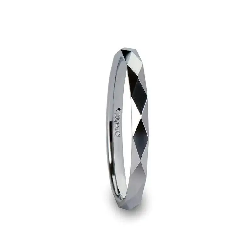 SCOTTSDALE 288 Diamond Faceted White Tungsten Ring - 2mm - 8mm - Image 2