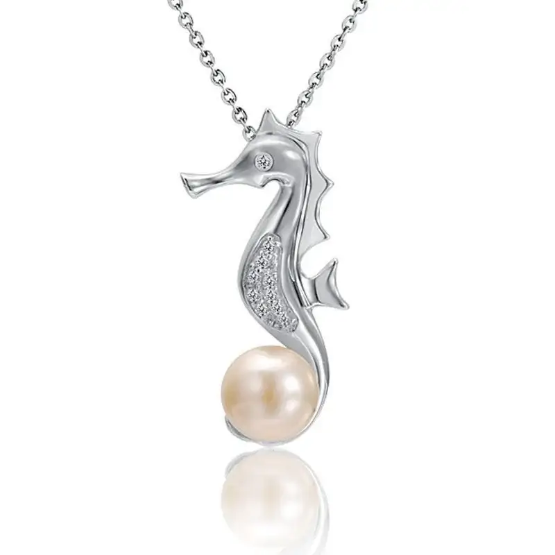 Seahorse White Pearl Necklace