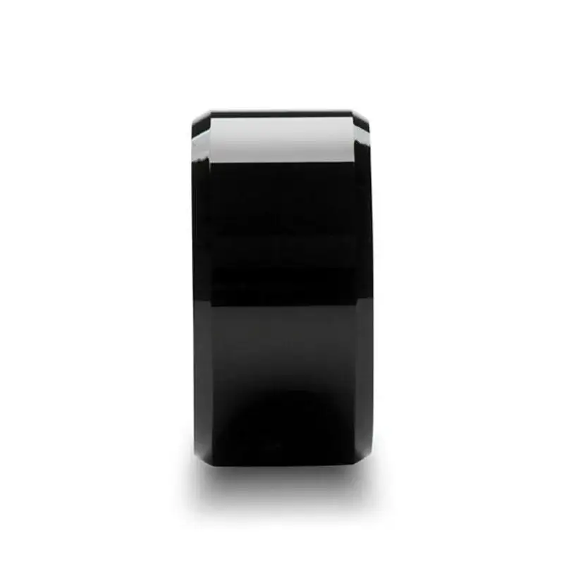 SEATTLE Black Tungsten Carbide Wedding Band with Bevels - 12mm - Image 2