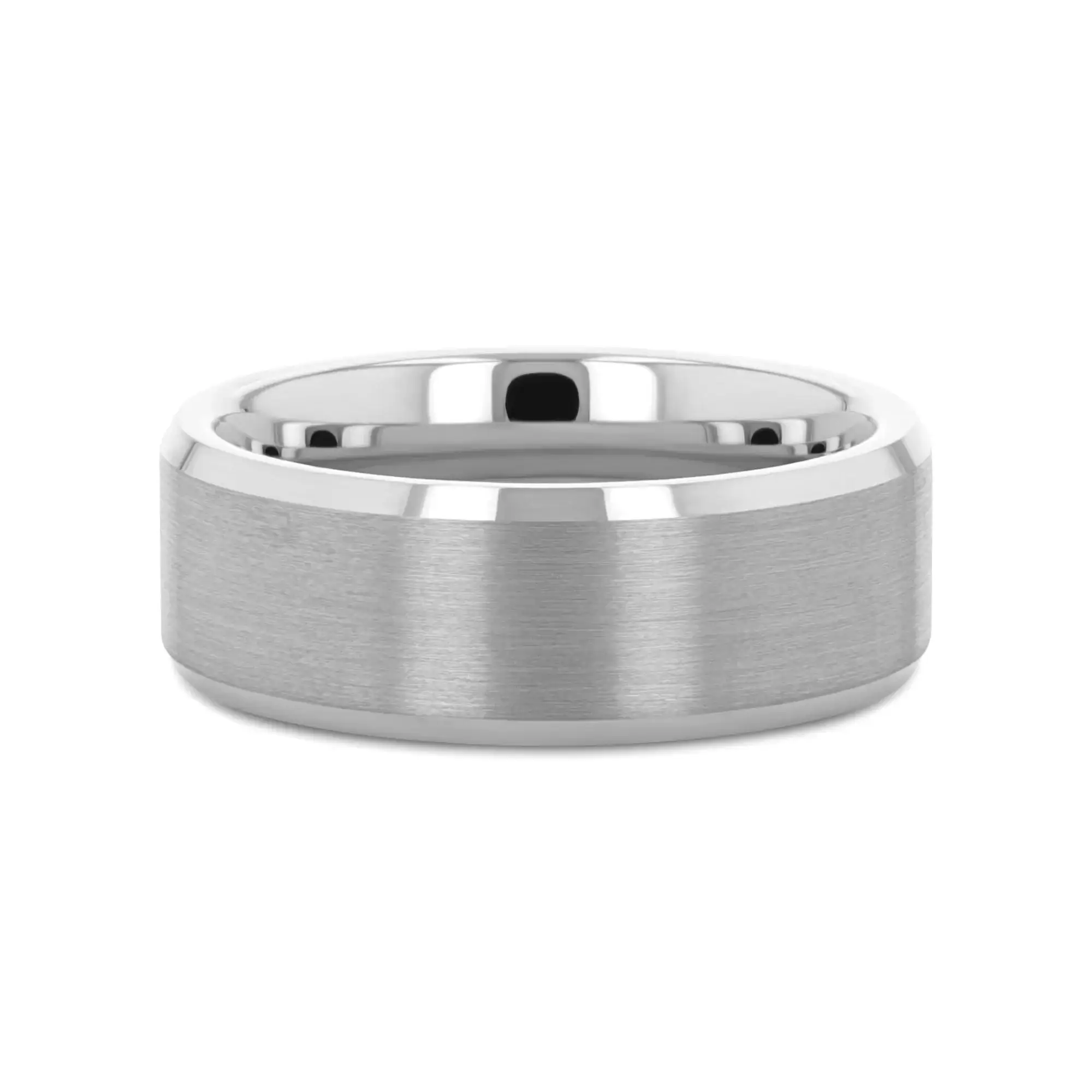 SHEFFIELD Flat Beveled Tungsten Carbide Ring, Brushed Center, Comfort Fit — 4mm to 12mm - Image 3