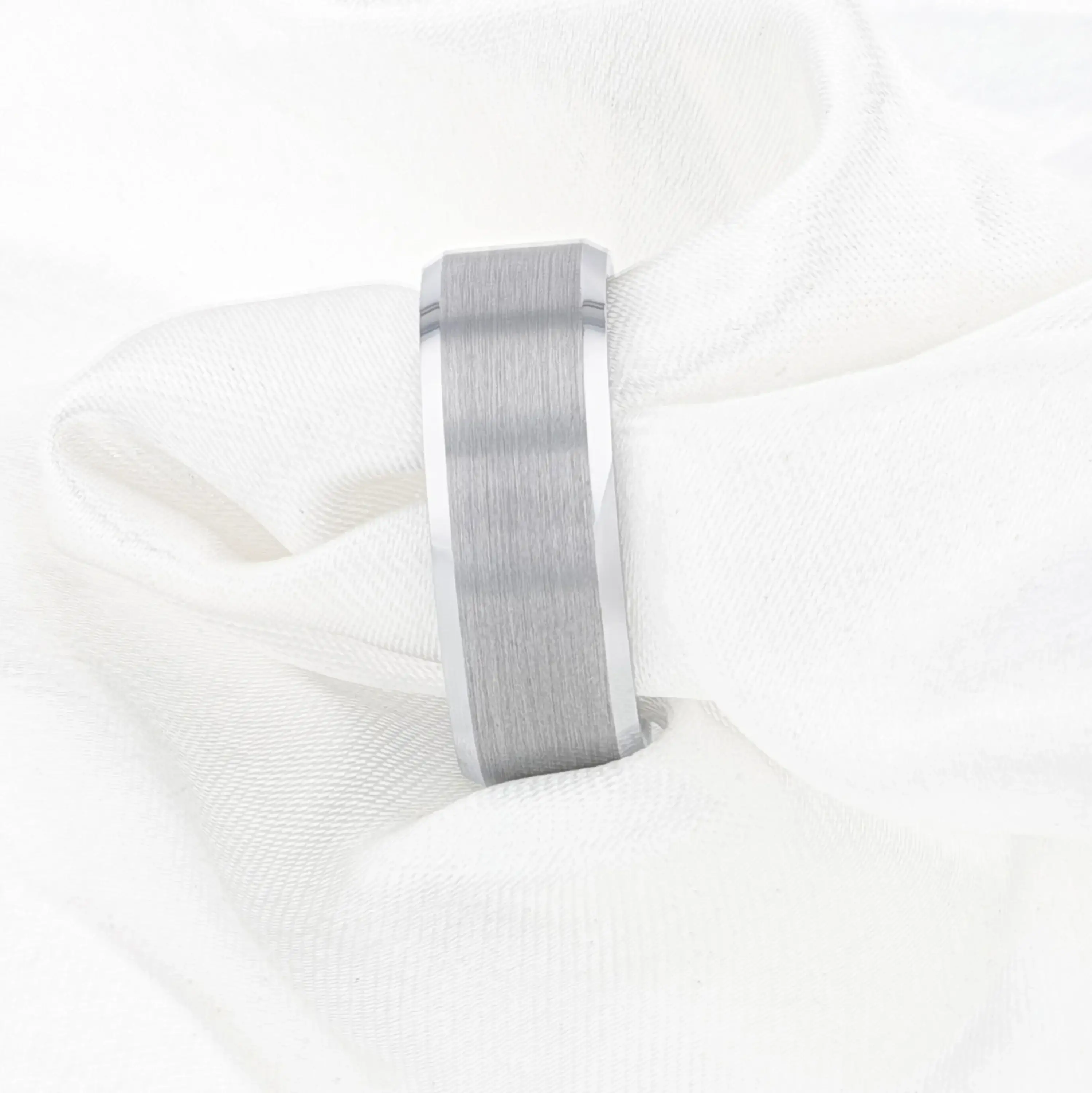 SHEFFIELD Flat Beveled Tungsten Carbide Ring, Brushed Center, Comfort Fit — 4mm to 12mm - Image 7