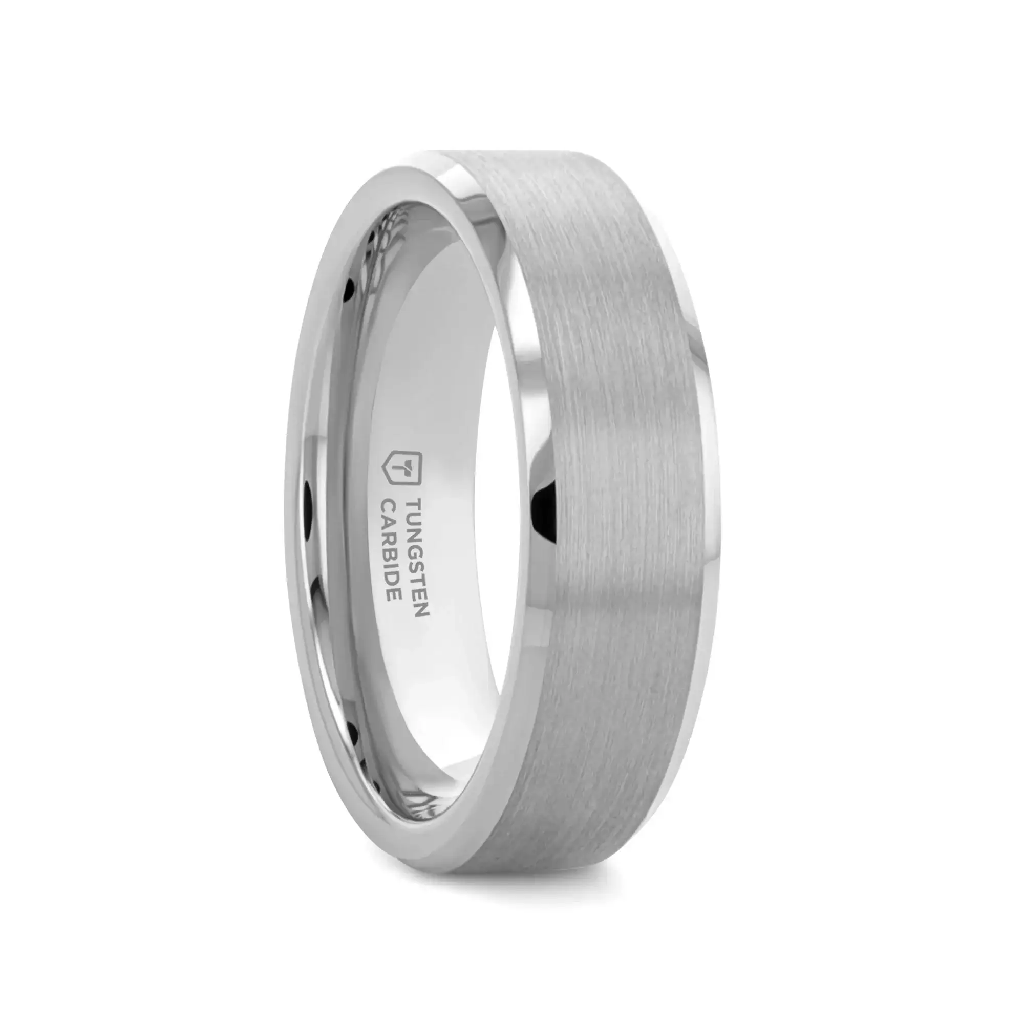 SHEFFIELD Flat Beveled Tungsten Carbide Ring, Brushed Center, Comfort Fit — 4mm to 12mm - Image 8