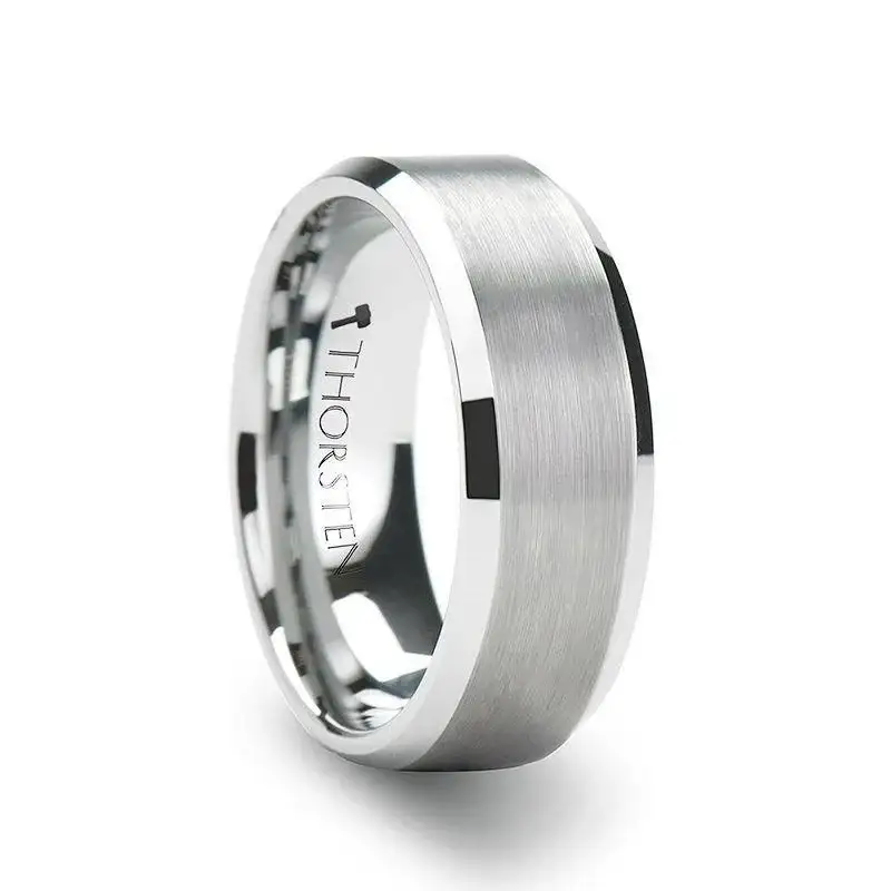 SHIPTON Tungsten Carbide Ring with Brushed Center and Beveled Edges - 10mm - Image 2