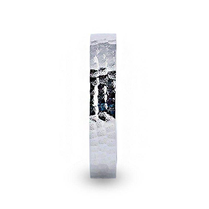 SILVERADO Silver Hammered Finish Flat Style Wedding Band - 4mm & 8mm - Image 5