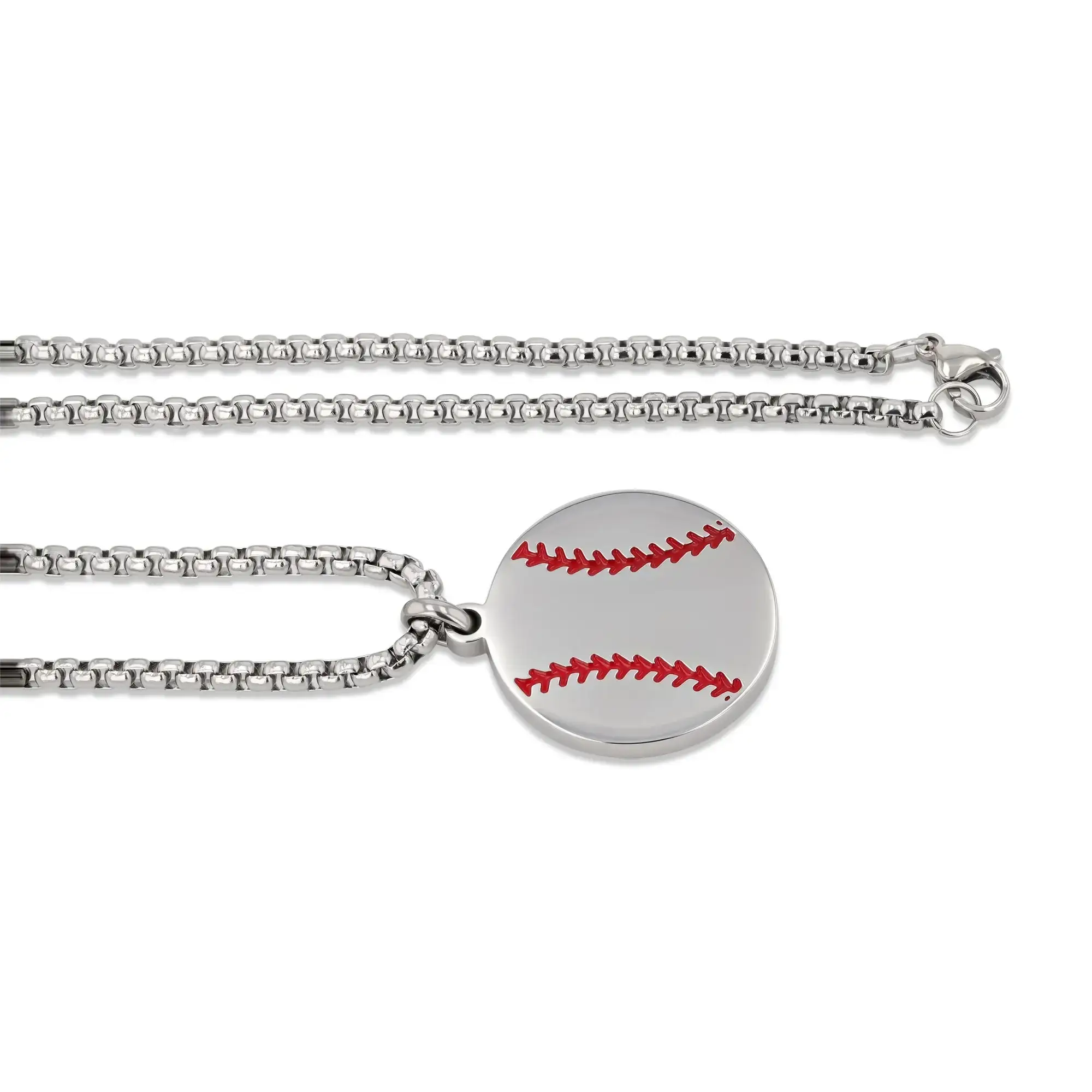 Stainless Steel Baseball Pendant with Matching Chain - Image 4