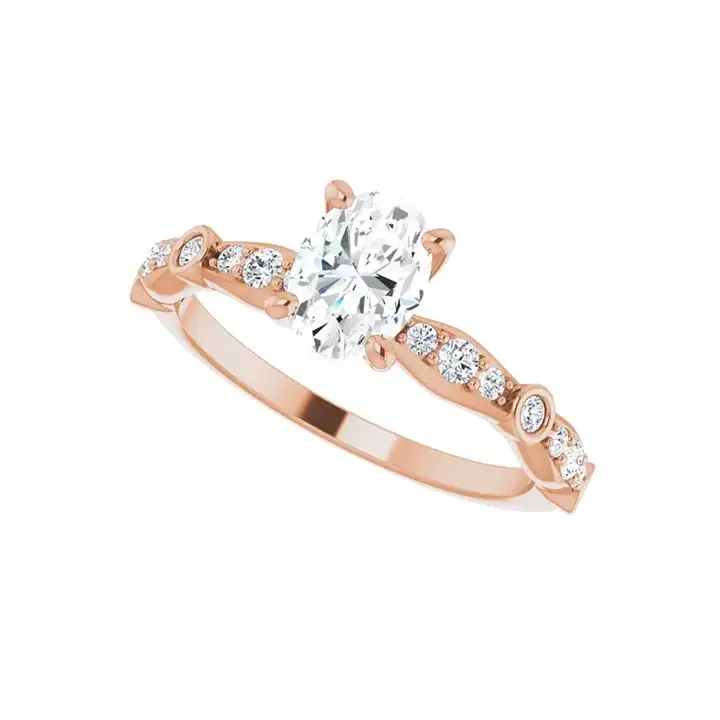SOLANA 14K Rose Gold Oval Lab Grown Diamond Engagement Ring - Image 5