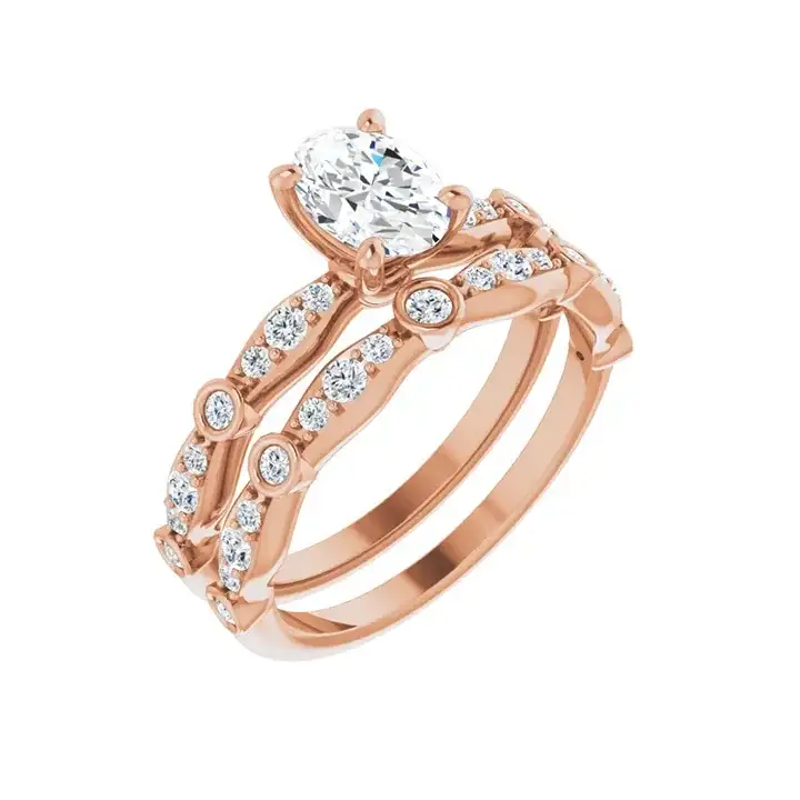 SOLANA 14K Rose Gold Oval Lab Grown Diamond Engagement Ring - Image 6