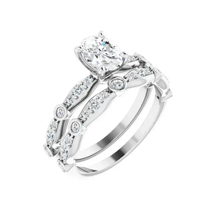 SOLANA 14K White Gold Oval Lab Grown Diamond Engagement Ring - Image 6