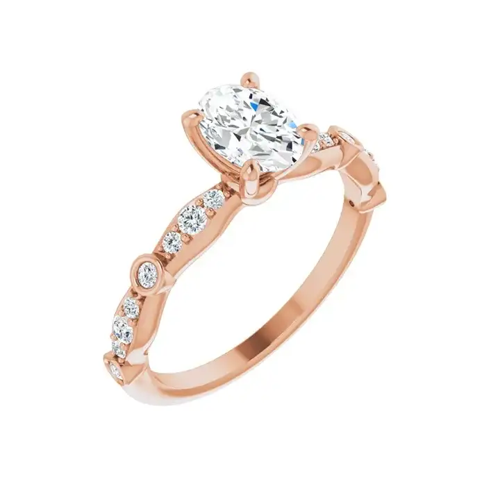 SOLANA 18K Rose Gold Oval Lab Grown Diamond Engagement Ring