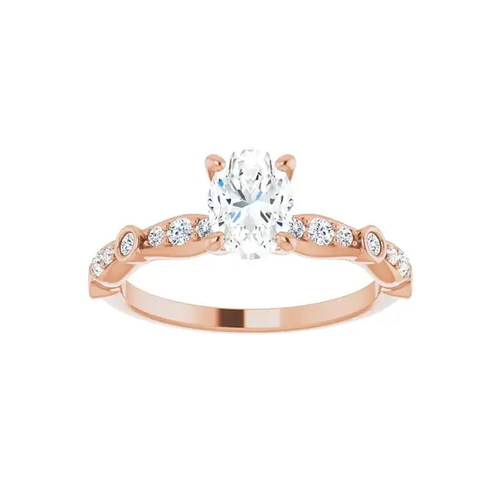 SOLANA 18K Rose Gold Oval Lab Grown Diamond Engagement Ring - Image 3