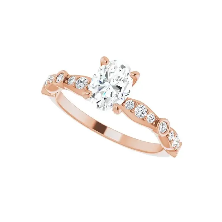 SOLANA 18K Rose Gold Oval Lab Grown Diamond Engagement Ring - Image 5