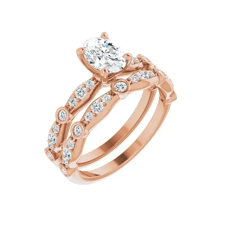 SOLANA 18K Rose Gold Oval Lab Grown Diamond Engagement Ring - Image 6