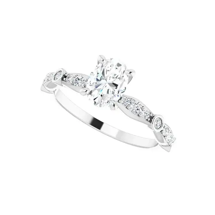 SOLANA 18K White Gold Oval Lab Grown Diamond Engagement Ring - Image 5