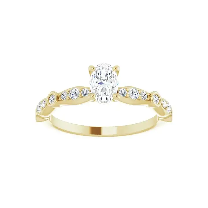 SOLANA 18K Yellow Gold Oval Lab Grown Diamond Engagement Ring - Image 3