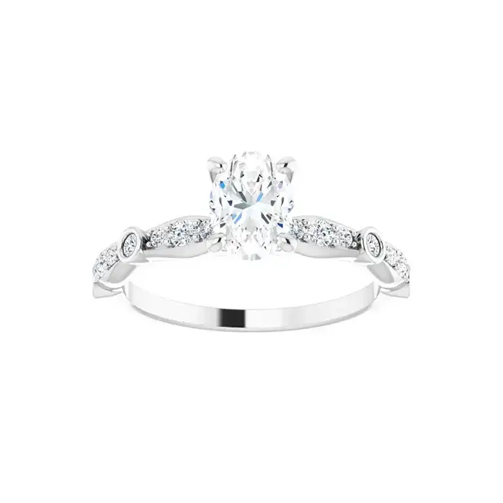SOLANA Silver Oval Lab Grown Diamond Engagement Ring - Image 3