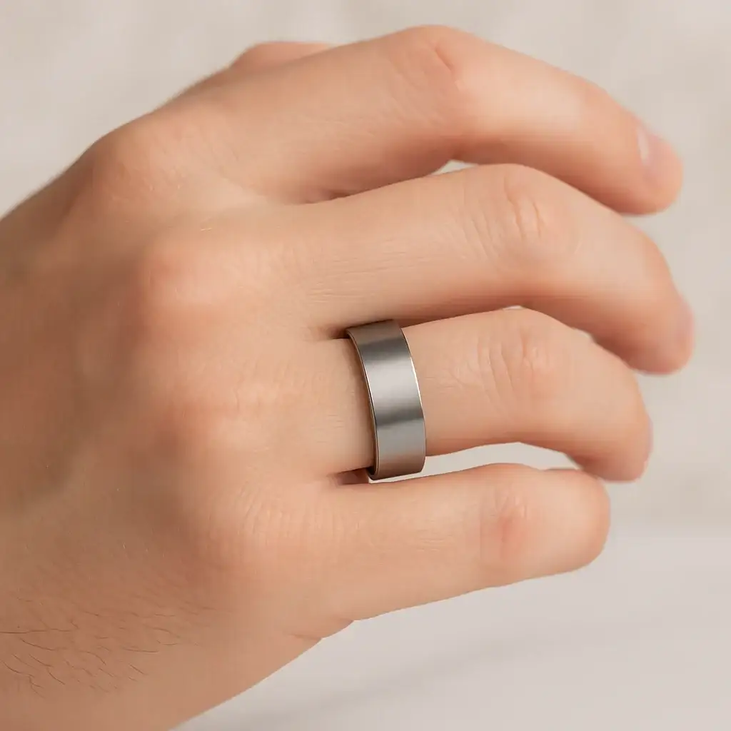 SOLAR Flat Profile Brushed Finish Men’s Titanium Wedding Band – 6mm & 8mm - Image 10