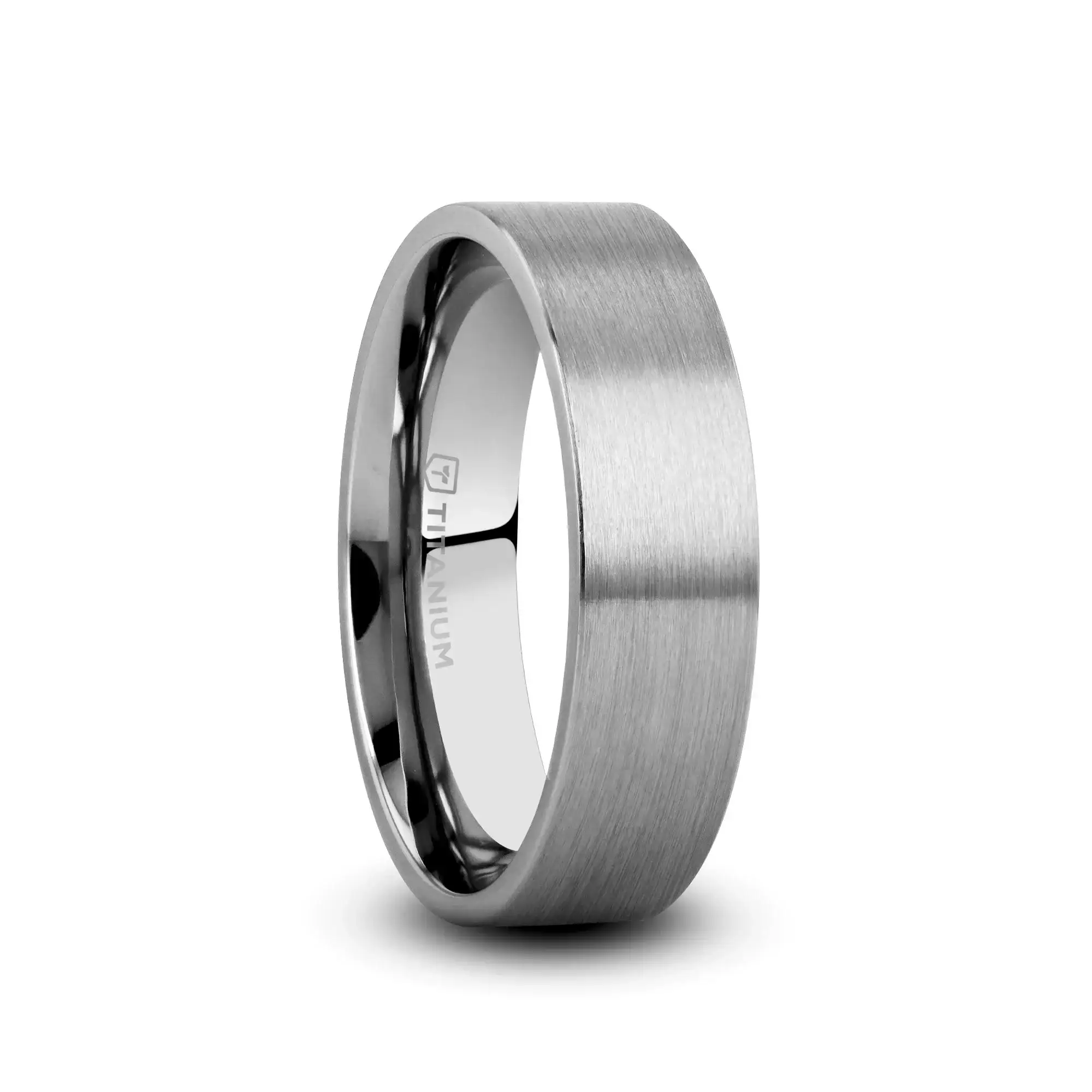 SOLAR Flat Profile Brushed Finish Men’s Titanium Wedding Band – 6mm & 8mm - Image 11