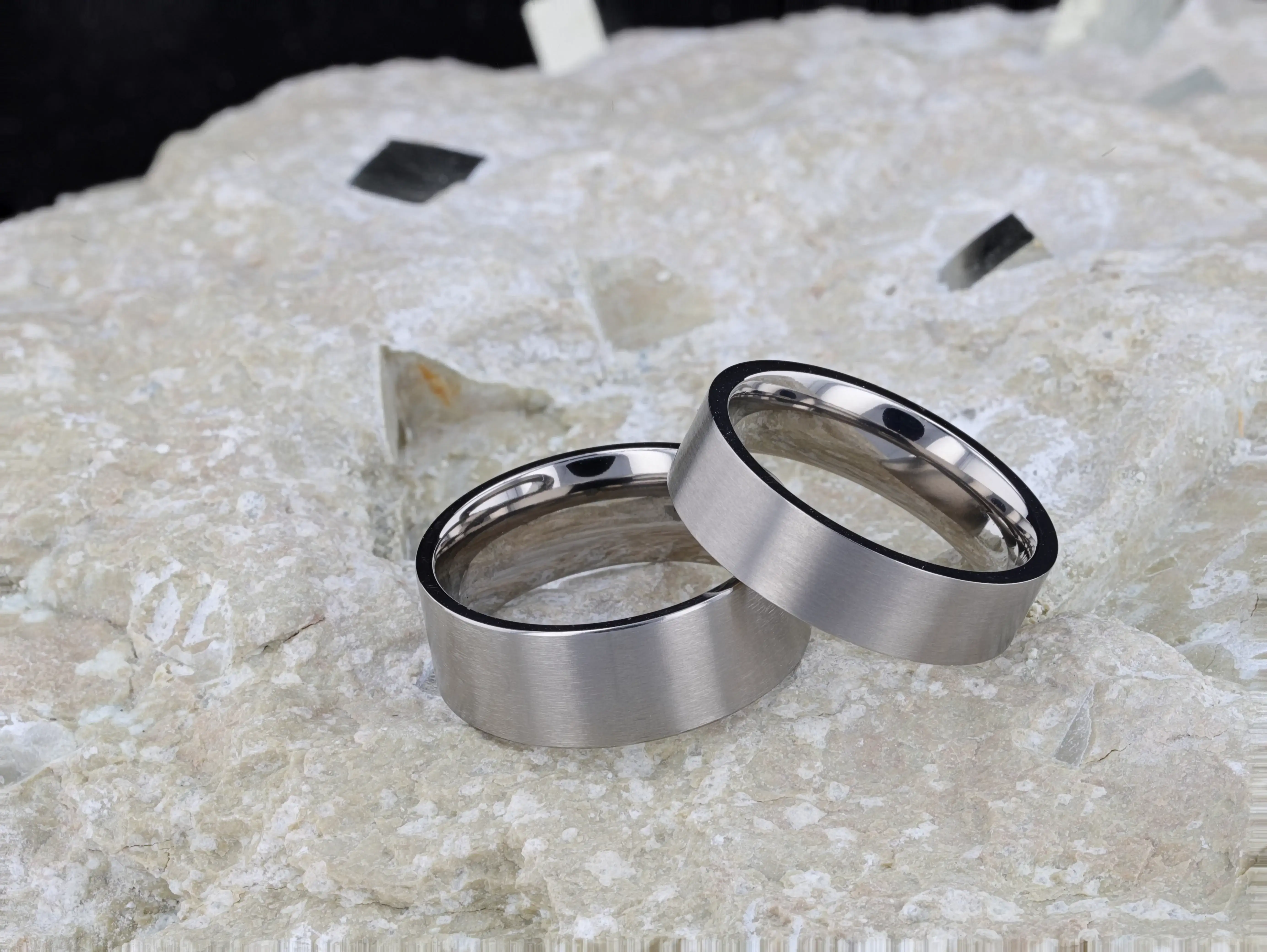 SOLAR Flat Profile Brushed Finish Men’s Titanium Wedding Band – 6mm & 8mm - Image 4