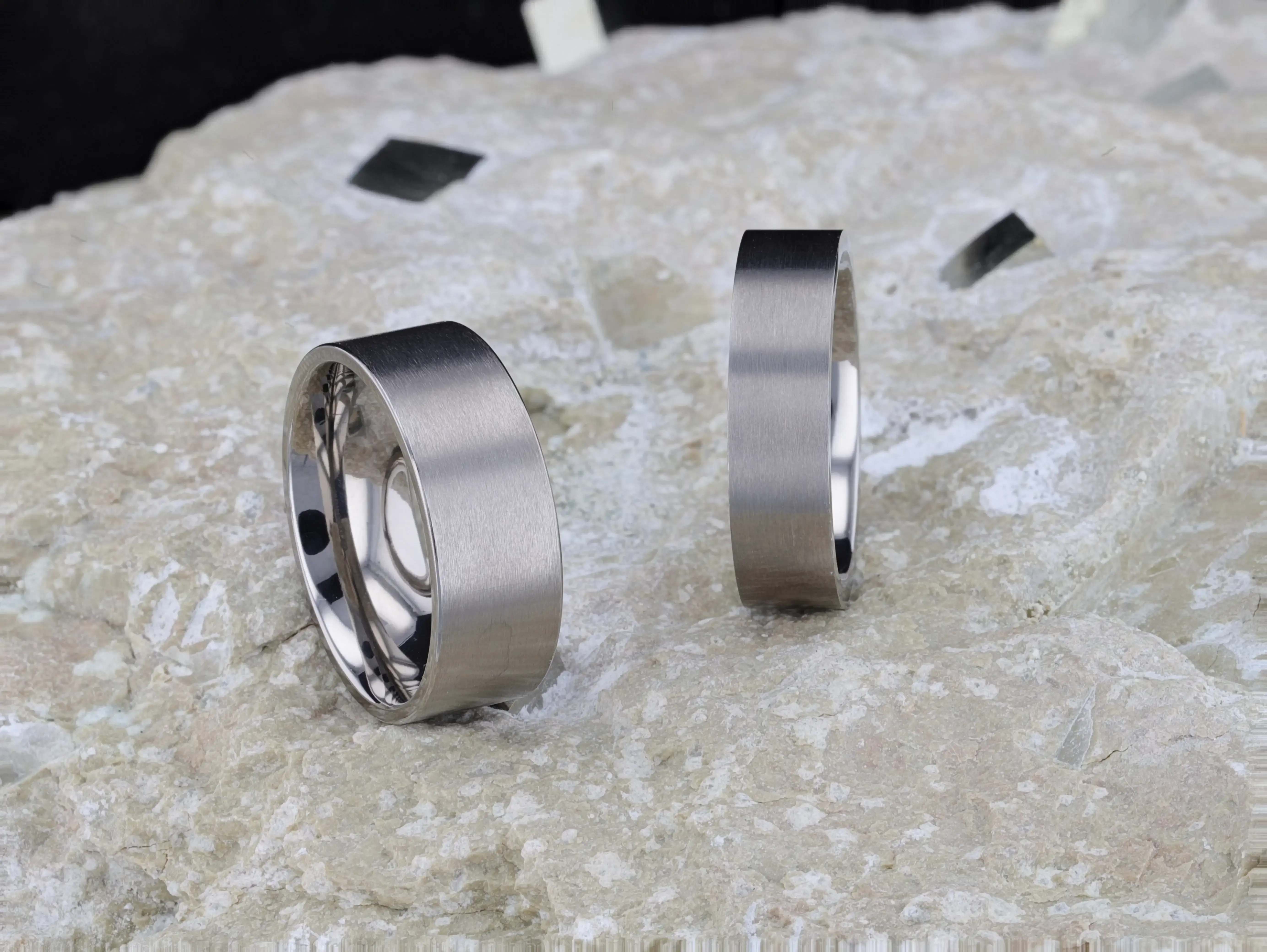 SOLAR Flat Profile Brushed Finish Men’s Titanium Wedding Band – 6mm & 8mm - Image 5